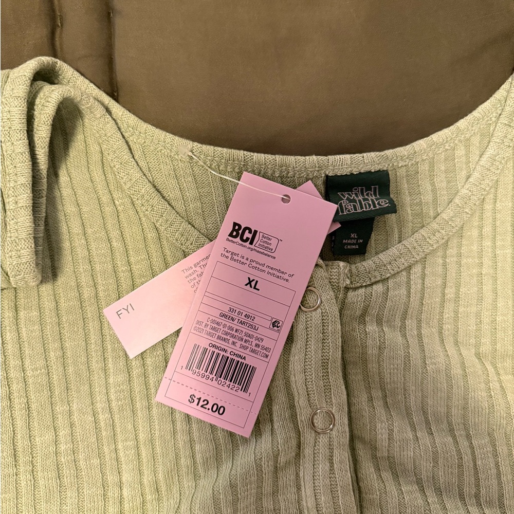 Button-Front Ribbed Crop Tank in Beige - Picture 3 of 3